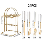24-piece Stainless Steel Cutlery Set With Storage Rack | White
