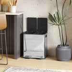 Dual Kitchen Bin Pedal Bin For Recycling And Waste, Silver Tone | L | Silver