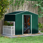 8 X 6ft Garden Storage Shed With Double Sliding Door Outdoor | Green