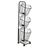 Living and Home 3-tier Iron Rolling Laundry Basket With Wheels