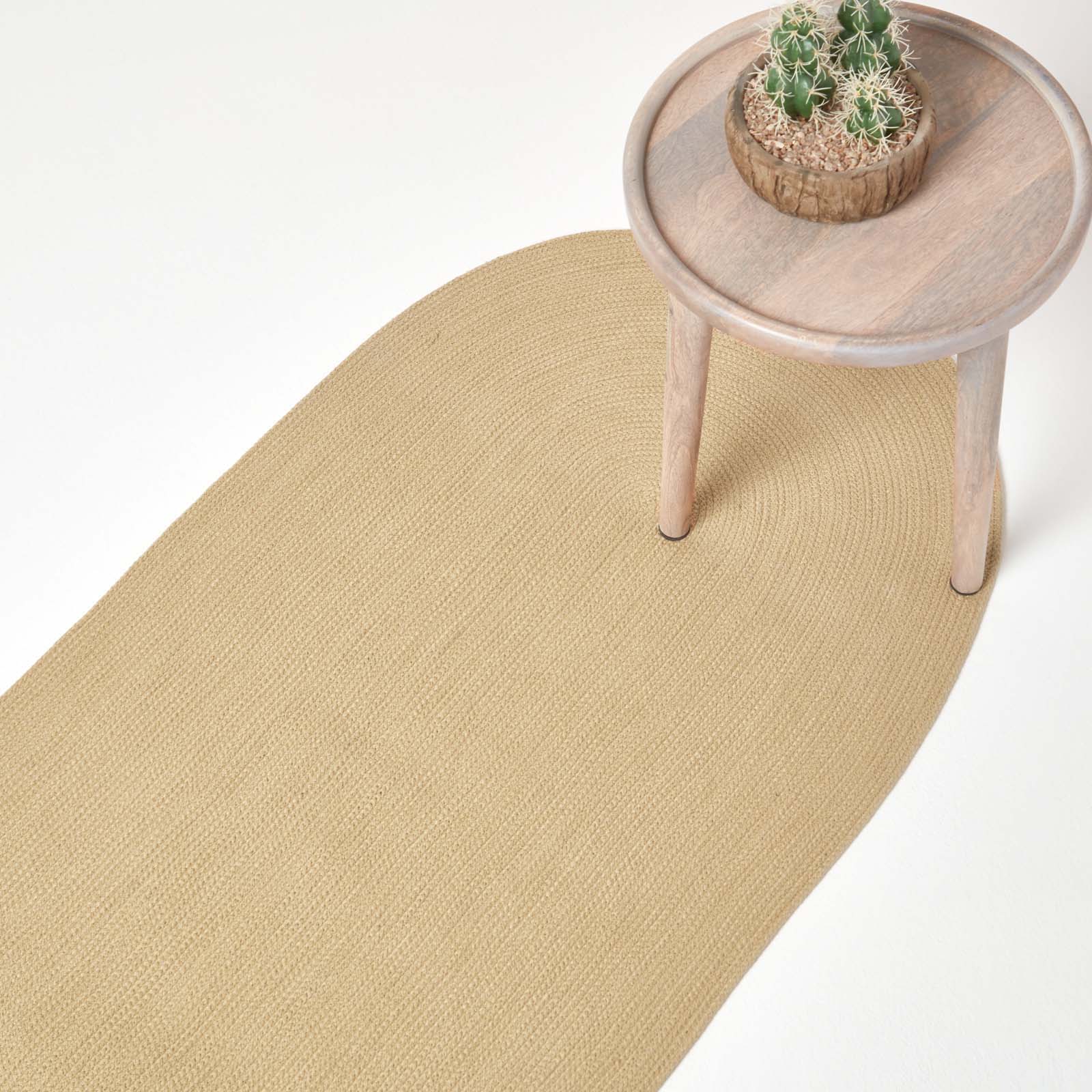 Handmade Woven Braided Oval Rug | 200cm | Linen