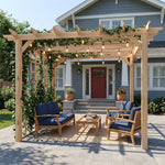 Outsunny 3 X 3 M Wooden Pergola Gazebo Arch With Trellis, Nature Wood Finish