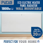 Electric Radiator Panel Heater Eco Bathroom Safe Wall Mounted Or Floorstanding Timer Thermostat Lot 20 | 1800w | White