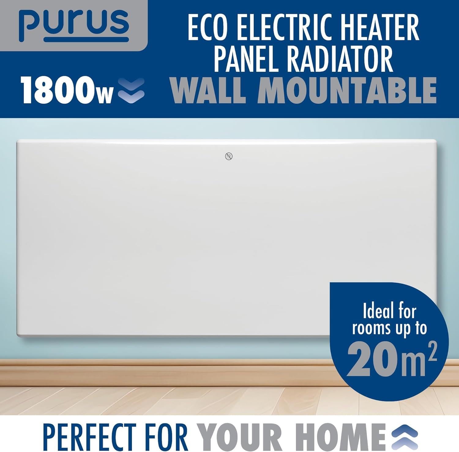 Electric Radiator Panel Heater Eco Bathroom Safe Wall Mounted Or Floorstanding Timer Thermostat Lot 20 | 1800w | White