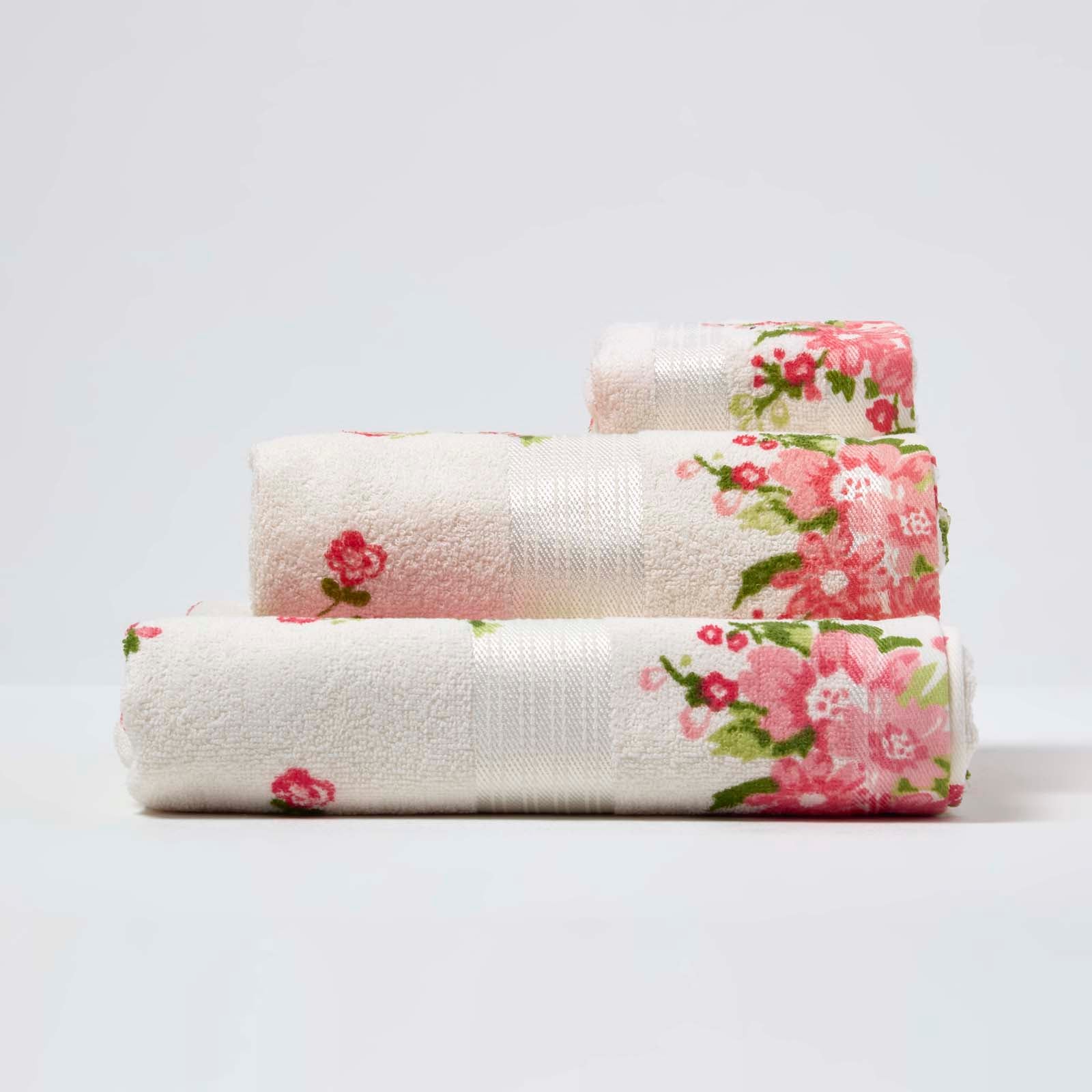 Floral Printed 100% Cotton Towel | Bath Sheet | Cream