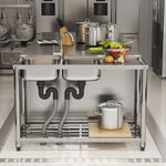 120cm W X 50cm D X 80cm H Stainless Steel 2 Compartments Commercial Sink With Drainboard