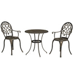 3pcs Bistro Set, Aluminium Garden Table And Chairs | Bronze