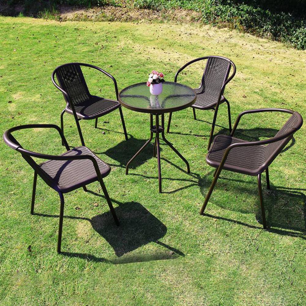 Set Of 4 Or 6 Pe Rattan Stacking Garden Chairs Outdoor Patio Seating | Set of 6 | Brown