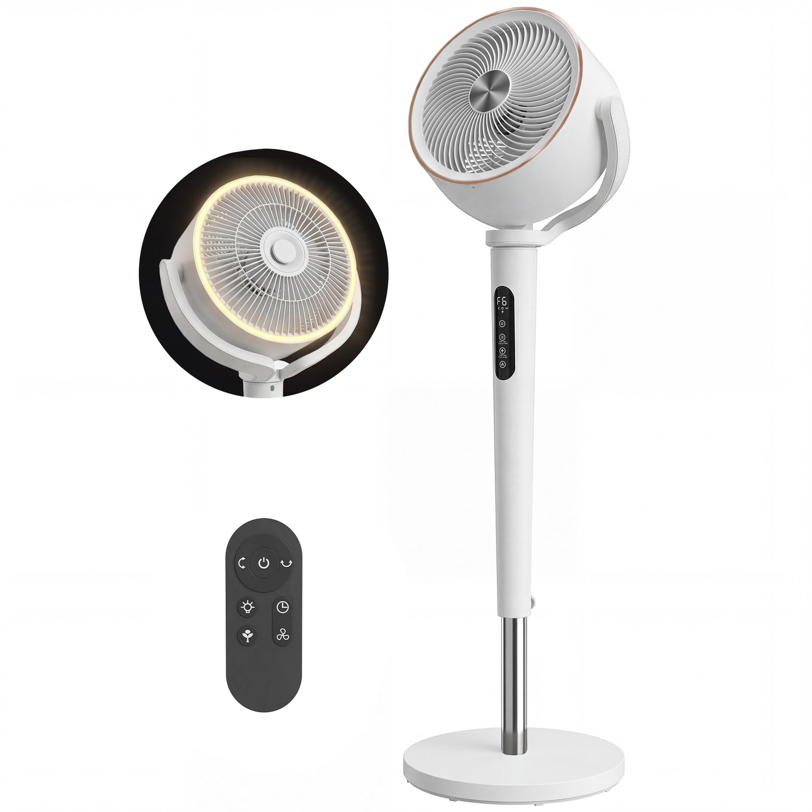 20db Silent Standing Fan, Oscillating Fan With 12 Speeds | White