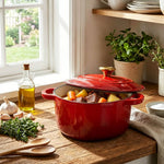 1.9l Enamelled Cast Iron Heart-shaped Dutch Oven Pot With Lid | Red
