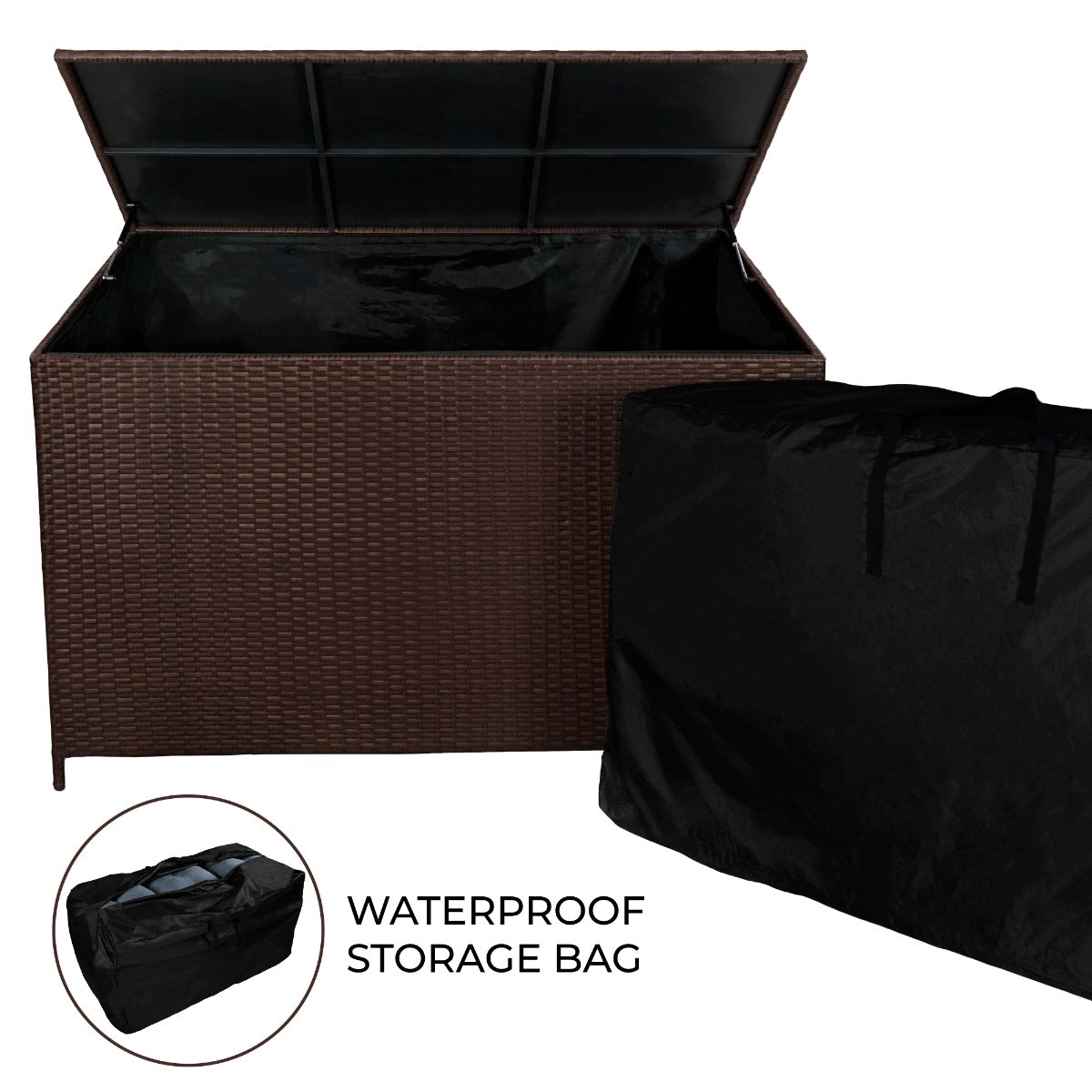 Rattan Cushion Storage Box 582l | Brown