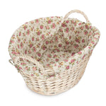 Wicker White Wash Garden Rose Lined Wash Basket | Pink