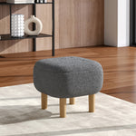 Teddy Fleece Footstool With Rubberwood Legs & Felt Pads | Grey