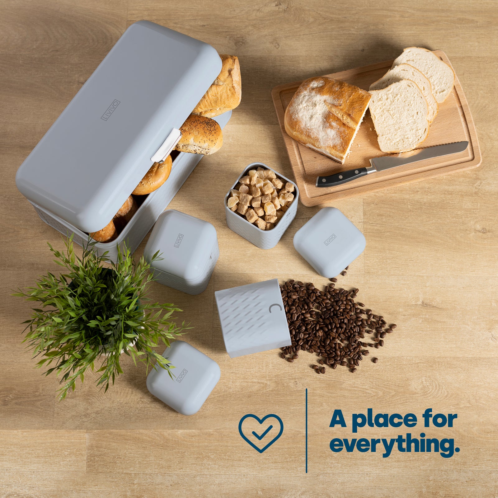 Taurus Bread Bin & Canister Set - Grey