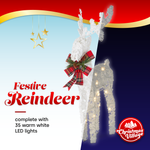 Glitter Reindeer Christmas Decoration With Led Lights Battery Operated Indoor