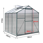 Polycarbonate Greenhouse With Base – Aluminum Frame Walk-in Greenhouse With Sliding Door & Ventilation Window For Plants & Flowers, Green, 6 x 6ft