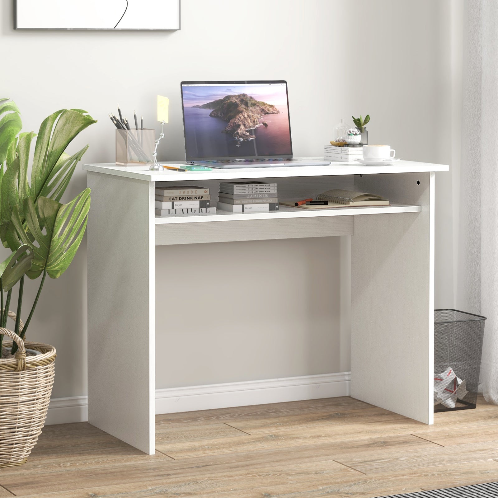 Writing Computer Desk Workstation Pb Home Office Table | Antique White