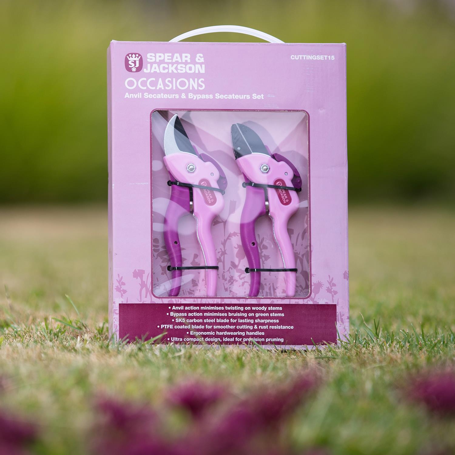 Gift Set Of Pink Bypass & Anvil Secateurs, Garden Tools