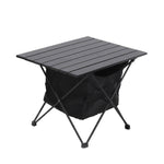 Aluminum Portable Roll-top Camp Table With Storage Basket | Medium | Black