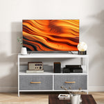 Tv Cabinet, Tv Console Unit With 2 Foldable Linen Drawers | White