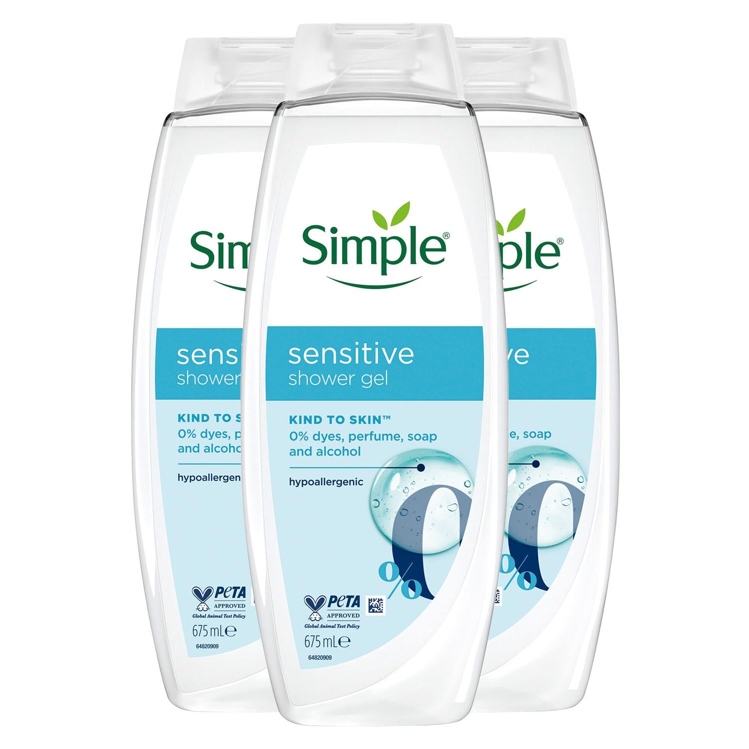 Kind To Skin Sensitive Shower Gel Body Wash W/ Hypoallergenic 675ml, 3pk | Set-of-3