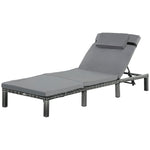 Rattan Reclining Sun Lounger With Cushion | Charcoal Gray