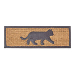 HOMESCAPES Black Cat Silhouette Non-slip Coir Doormat