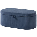 Storage Ottoman, Corduroy Ottoman Storage Box With Padded Seat | Blue