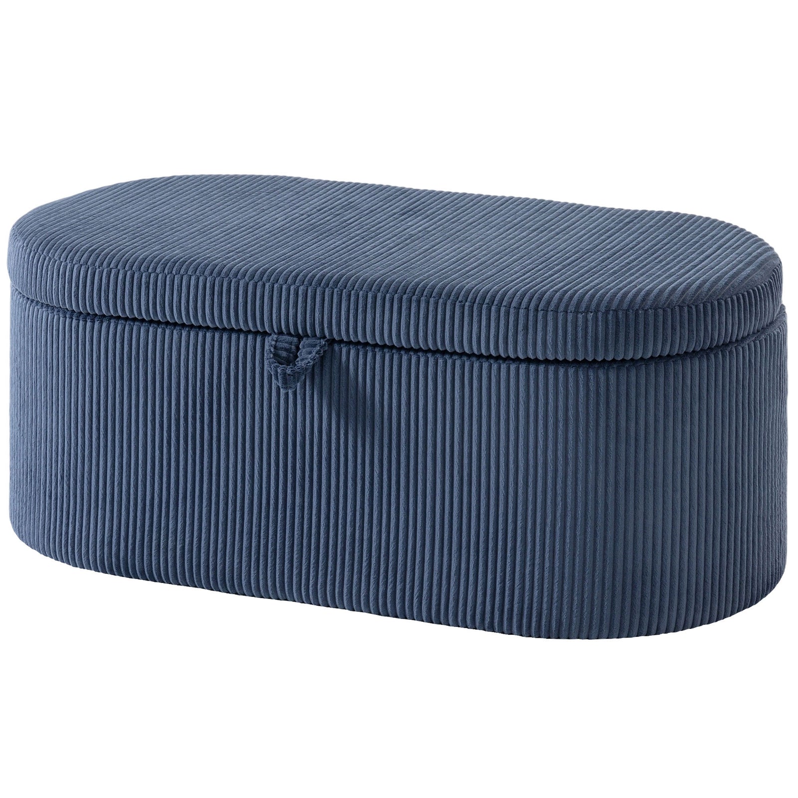 Storage Ottoman, Corduroy Ottoman Storage Box With Padded Seat | Blue
