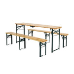Outdoor Wooden 3-piece Garden Table Bench Furniture Set