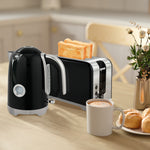 Kettle And Toaster Set With Temperature Gauge, Crumb Tray | Black