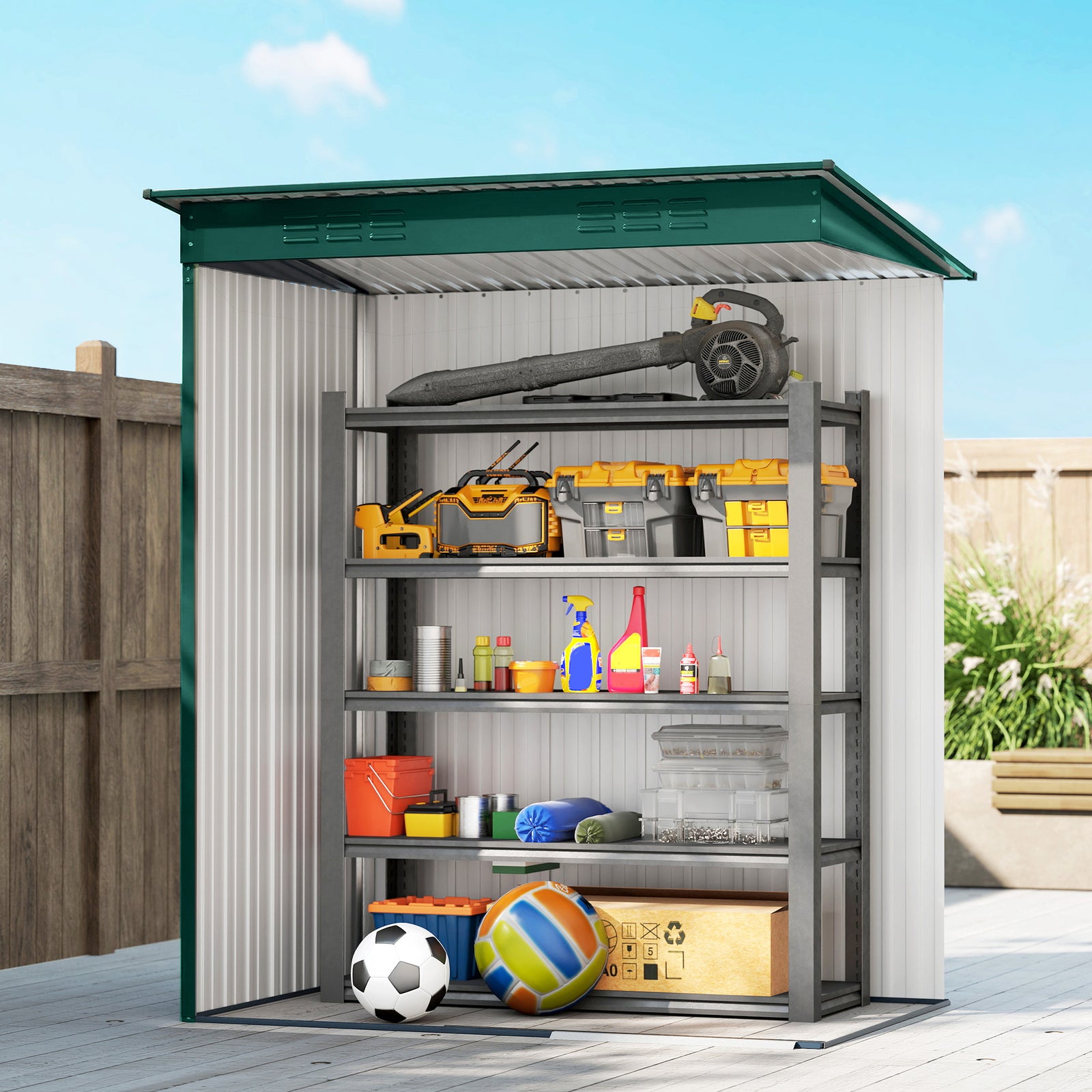 5 X 3.5ft Metal Garden Shed With Effortless Assembly | Green