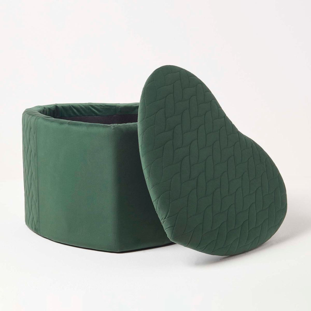 Arundel Heart-shaped Velvet Footstool With Storage | Green