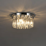 Modern Double Circle Crystal Chandelier Chrome Ceiling Light Droplet Crystal Shade Flush Mount Led Fixture | 30cm x 30cm