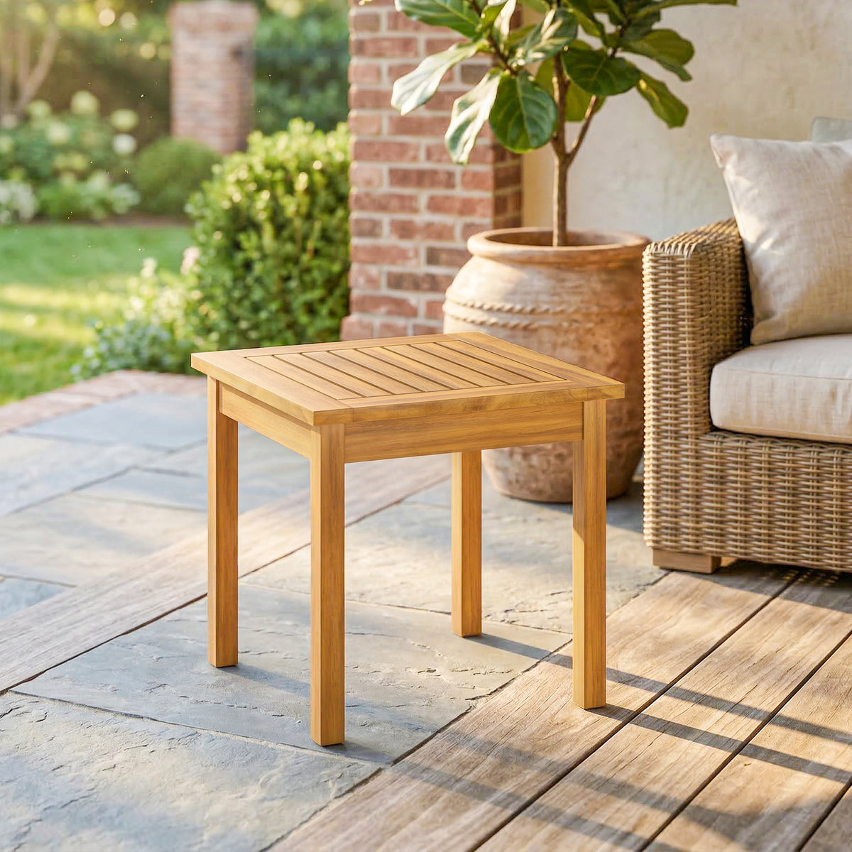 Coffee Table Fully Assembled Square Natural Wood
