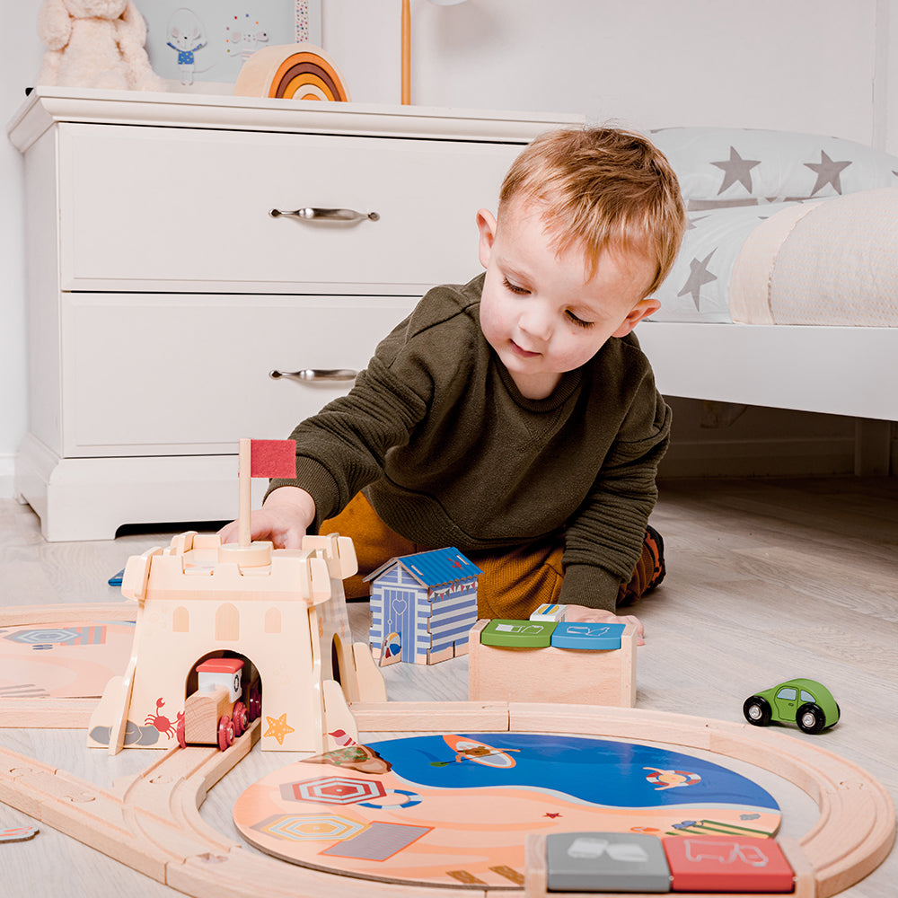 Wooden Coastal Clean up Train Set - 70 Pieces