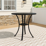 Textured Round Cast Aluminium Round Patio Dining Table - 65cm Dia X 62 Cm H