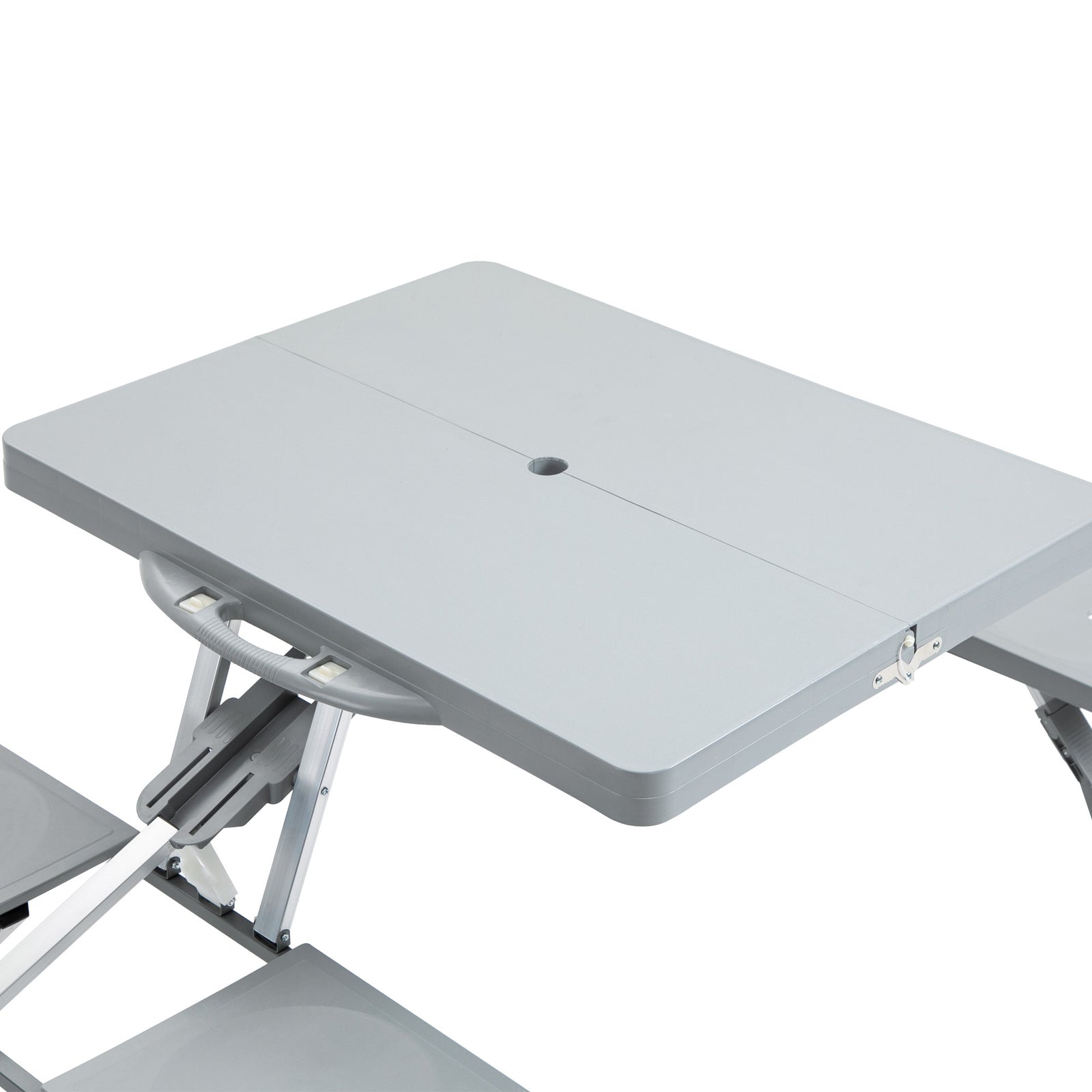 Picnic Table Chair Set 4 Seat Aluminium Pp W/ 2.7cm Hole | Gray
