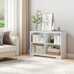 Simple Modern 4 Compartment Low Bookcase With Shelves