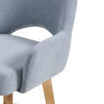 Set Of 2 Swivel Chenille Upholstered Bar Stools With Wooden Legs | Blue