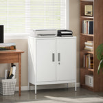 HOMCOM Metal Storage Cabinet With Lock For Home Office, Garage, Study
