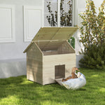 Pawhut Wooden Duck House W/ Openable Roof, Raised Base, Air Holes - Natural
