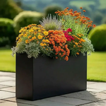 Long Zinc Galvanised Tall Trough Planter | 80cm x 25cm x 60cm | Matte Black