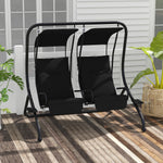 Outsunny Canopy Swing 2 Separate Relax Chairs W/ Handrails, Cup Holders