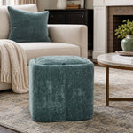 Modern Cube Storage Footstool Ottoman With Reversible Lid | Green