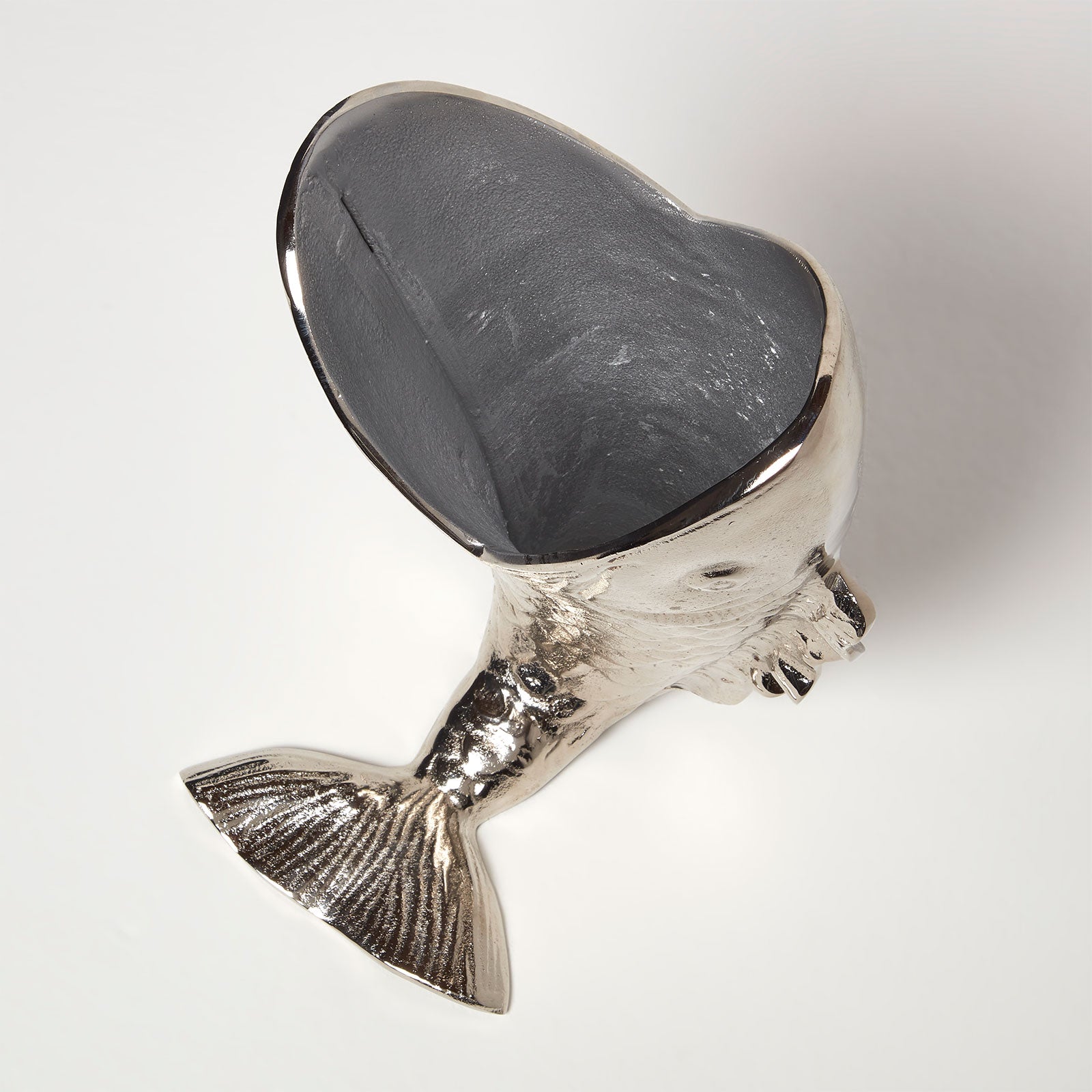 HOMESCAPES Silver Fish Vase For Flowers