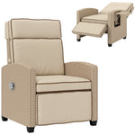 Rattan Recliner Chair, Adjustable Backrest | White