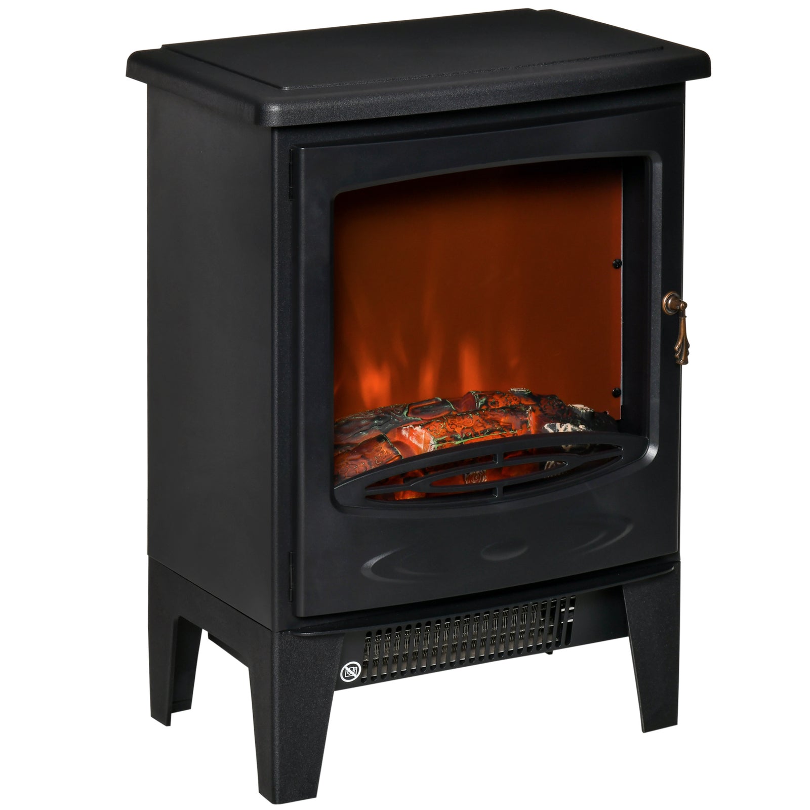 Freestanding Electric Fireplace Stove Heater With Led Flame | One Size | Black