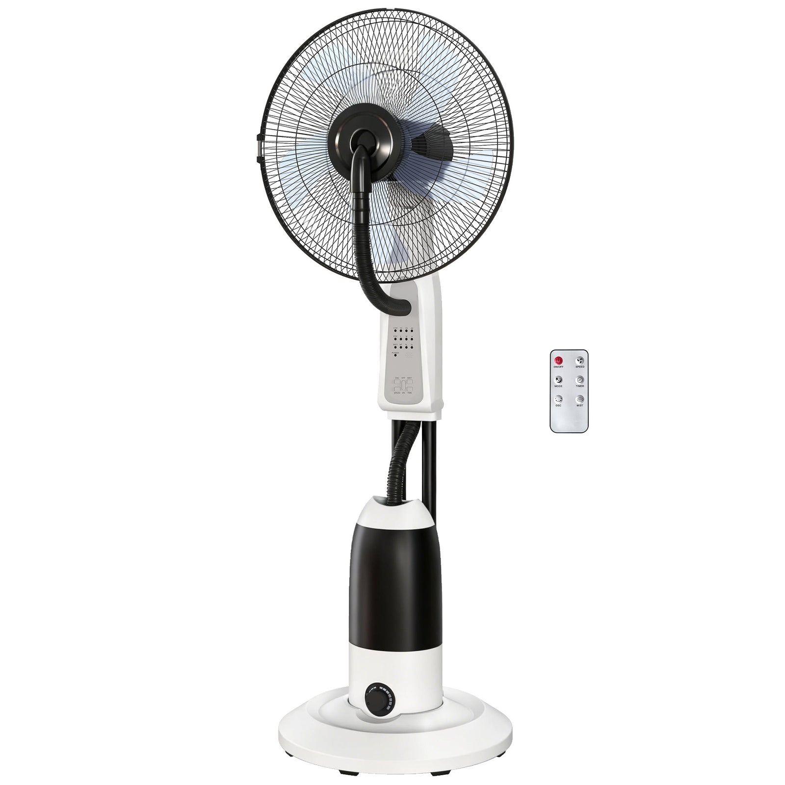 18" Pedestal Fan With Water Mist Spray Standing Fan, 2.8l Tank, White