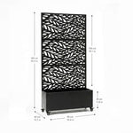 Metal Privacy Screen With Plant Pot - Leaf | Black